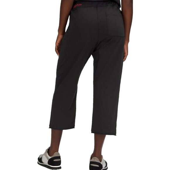 Lululemon LA Wide Leg Crop Lounge Pants Size 0 Red Embroidered Logo LW5EFLS - Picture 1 of 10